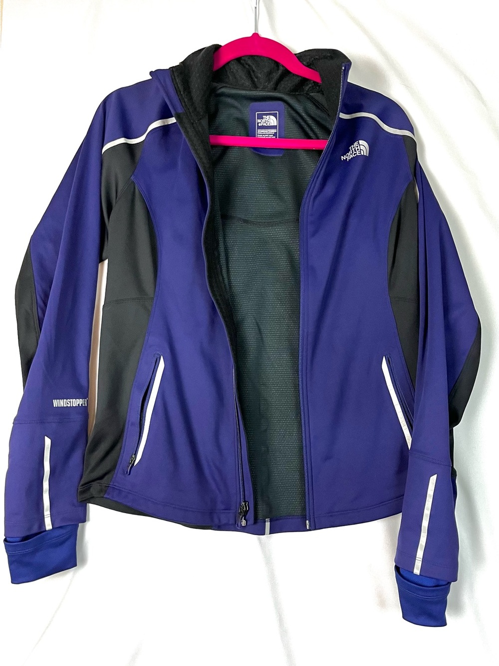The NorthFace Women’s Purple Windstopper FlashDry Full Zip Light Hiking Jacket